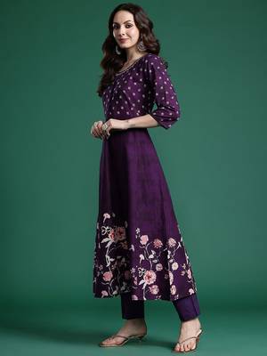 Floral Printed Pure Cotton Kurta with Trousers & Dupatta 6