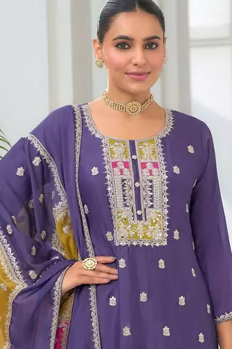 Women Ethnic Motifs Embroidered Regular Mirror Work Kurta with Trousers & With Dupatta