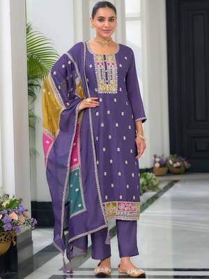 Women Ethnic Motifs Embroidered Regular Mirror Work Kurta with Trousers & With Dupatta 3