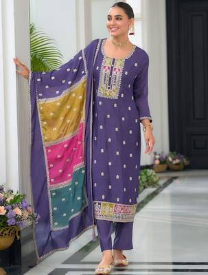 Women Ethnic Motifs Embroidered Regular Mirror Work Kurta with Trousers & With Dupatta 1