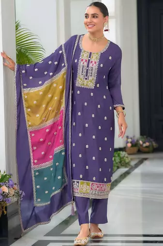 Women Ethnic Motifs Embroidered Regular Mirror Work Kurta with Trousers & With Dupatta