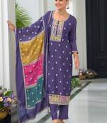 Women Ethnic Motifs Embroidered Regular Mirror Work Kurta with Trousers & With Dupatta