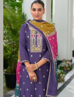 Women Ethnic Motifs Embroidered Regular Mirror Work Kurta with Trousers & With Dupatta 4