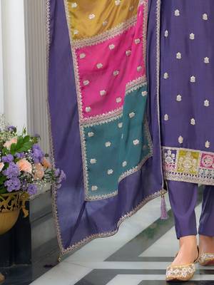 Women Ethnic Motifs Embroidered Regular Mirror Work Kurta with Trousers & With Dupatta 6
