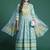 Floral Embroidered Pleated Mirror Work Pure Cotton Kurta With Trousers & Dupatta