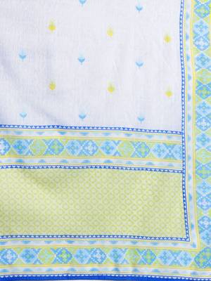 Floral Embroidered Pleated Mirror Work Pure Cotton Kurta With Trousers & Dupatta 4