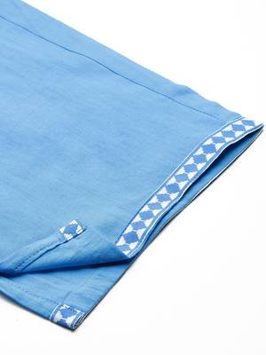 Floral Embroidered Pleated Mirror Work Pure Cotton Kurta With Trousers & Dupatta 8