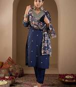 Women Ethnic Motifs Embroidered Regular Kurta with Trousers & With Dupatta