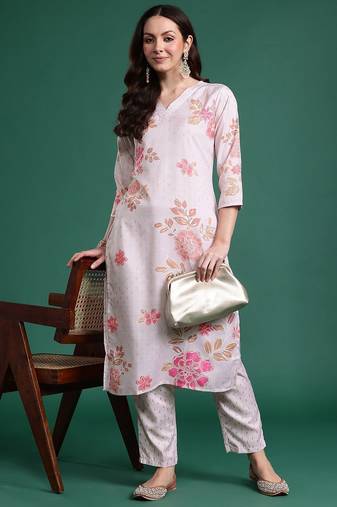 Floral Printed Regular Kurta with Trousers