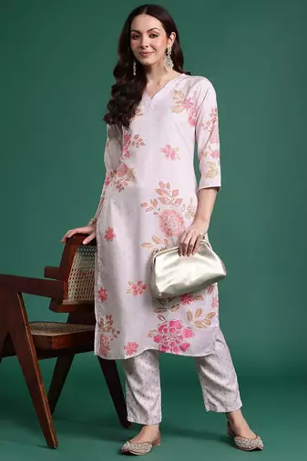 Floral Printed Regular Kurta with Trousers