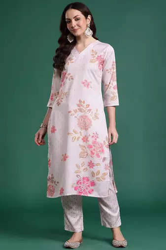 Floral Printed Regular Kurta with Trousers