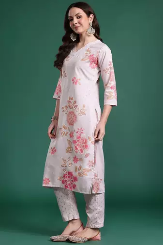 Floral Printed Regular Kurta with Trousers