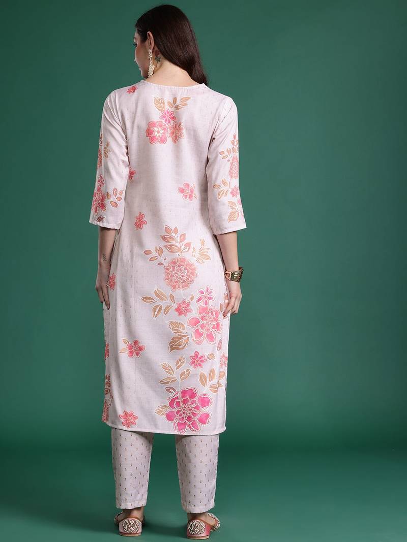 Floral Printed Regular Kurta with Trousers
