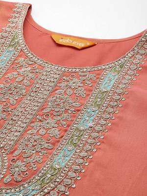 Ethnic Motifs Embroidered Sequinned Kurta with Trousers & With Dupatta 2