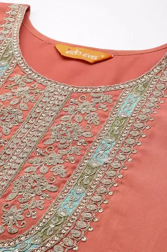 Ethnic Motifs Embroidered Sequinned Kurta with Trousers & With Dupatta