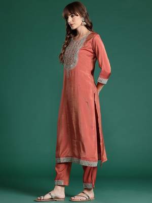 Ethnic Motifs Embroidered Sequinned Kurta with Trousers & With Dupatta 6
