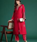 Ethnic Motifs Embroidered Sequinned Kurta with Trousers