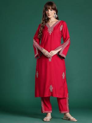 Ethnic Motifs Embroidered Sequinned Kurta with Trousers 4