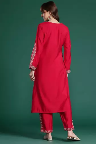 Ethnic Motifs Embroidered Sequinned Kurta with Trousers