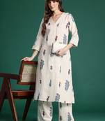 Women Floral Printed Pure Cotton Kurta with Palazzos