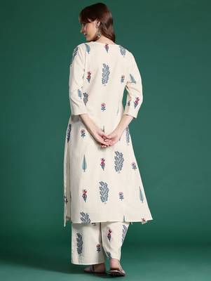 Women Floral Printed Pure Cotton Kurta with Palazzos 6