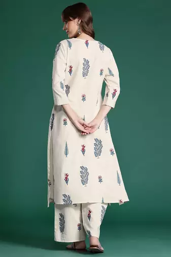 Women Floral Printed Pure Cotton Kurta with Palazzos