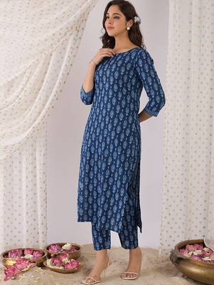 Ethnic Motifs Printed Round Neck Pure Cotton Kurta With Trousers 3