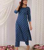 Ethnic Motifs Printed Round Neck Pure Cotton Kurta With Trousers