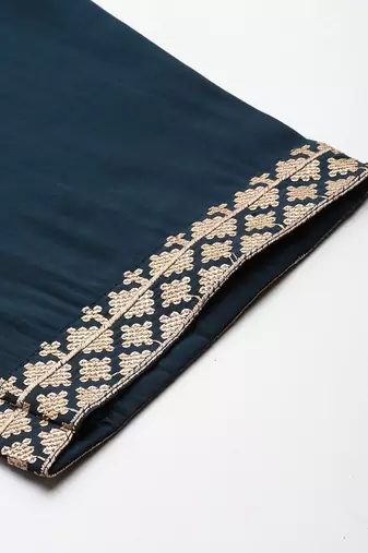 Ethnic Motifs Embroidered Panelled Sequinned Kurta with Trousers & With Dupatta