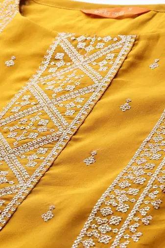 Ethnic Motifs Embroidered Regular Sequinned Kurta with Trousers & Dupatta
