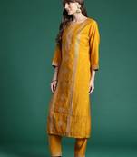 Ethnic Motifs Embroidered Regular Sequinned Kurta with Trousers & Dupatta