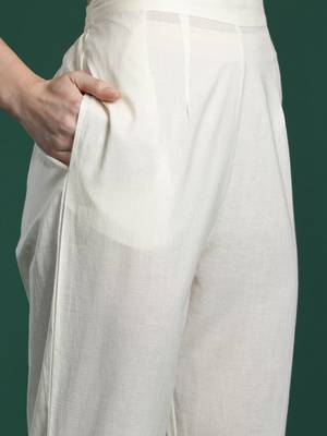 Floral Embroidered Thread Work Pure Cotton Kurta with Trousers & With Dupatta 3