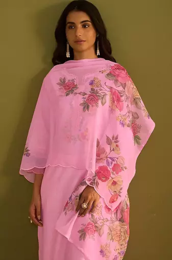 Women Floral Embroidered Regular Thread Work Kurta with Trousers & With Dupatta