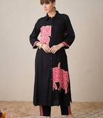 Women Ethnic Motifs Printed Regular Thread Work Kurta with Trousers