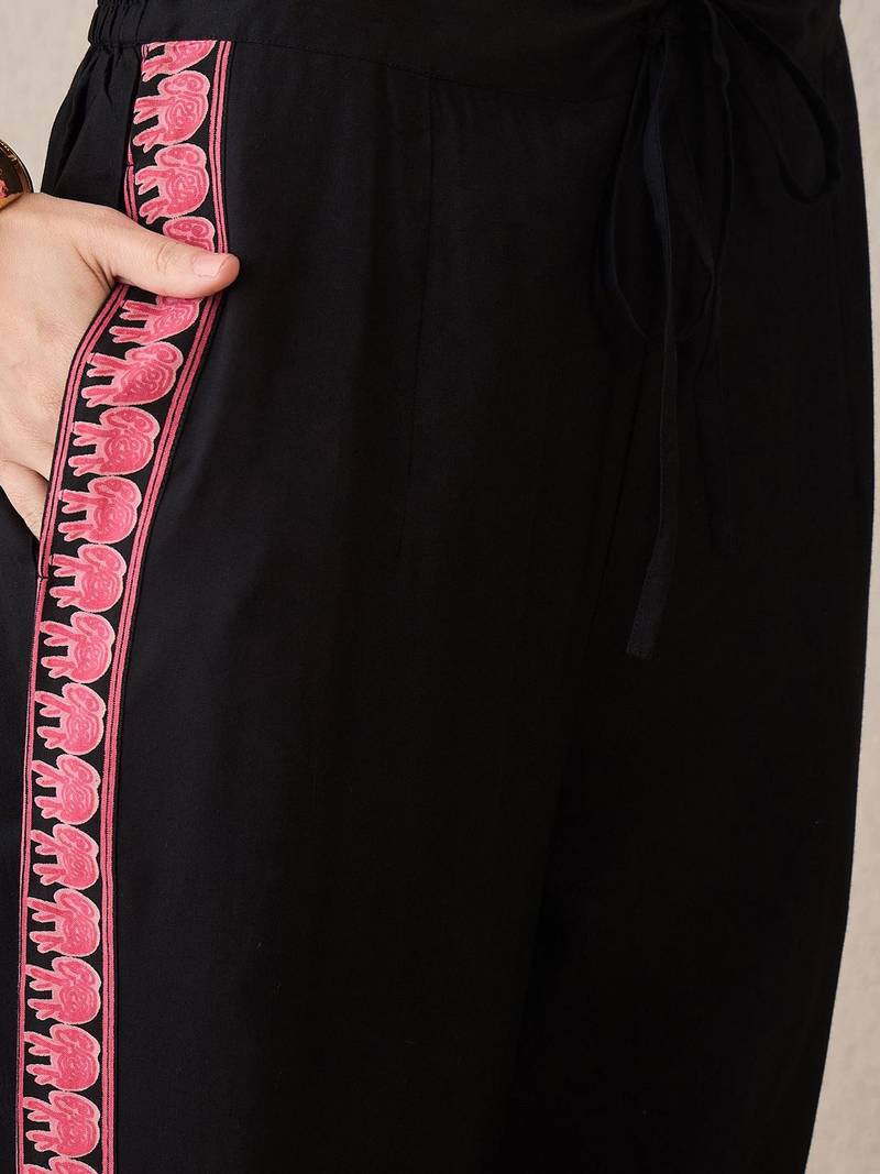 Women Ethnic Motifs Printed Regular Thread Work Kurta with Trousers