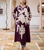 Floral Printed Regular Beads and Stones Kurta with Salwar