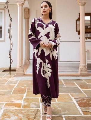 Floral Printed Regular Beads and Stones Kurta with Salwar 5