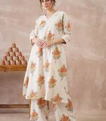 Printed V-Neck A-Line Top With Palazzos Co-Ords