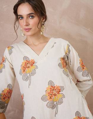 Printed V-Neck A-Line Top With Palazzos Co-Ords 2