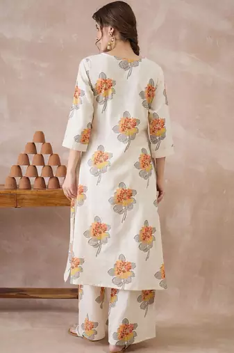 Printed V-Neck A-Line Top With Palazzos Co-Ords