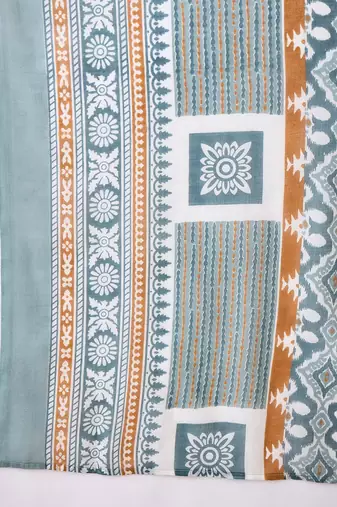 Abstract Printed Pure Cotton Straight Kurta With Trousers & Dupatta