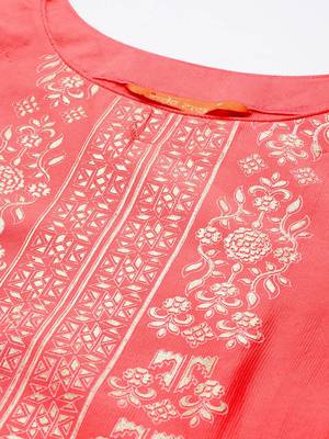 Women Pink Ethnic Motifs Printed Liva Kurta with Palazzos & With Dupatta 2