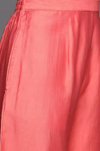 Women Pink Ethnic Motifs Printed Liva Kurta with Palazzos & With Dupatta