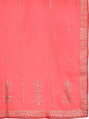 Women Pink Ethnic Motifs Printed Liva Kurta with Palazzos & With Dupatta 4