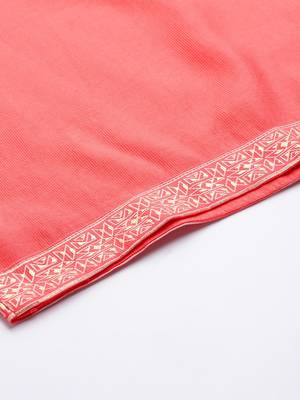 Women Pink Ethnic Motifs Printed Liva Kurta with Palazzos & With Dupatta 8