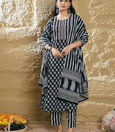 Women Ethnic Motifs Printed Thread Work Pure Cotton Kurta with Trousers & Dupatta