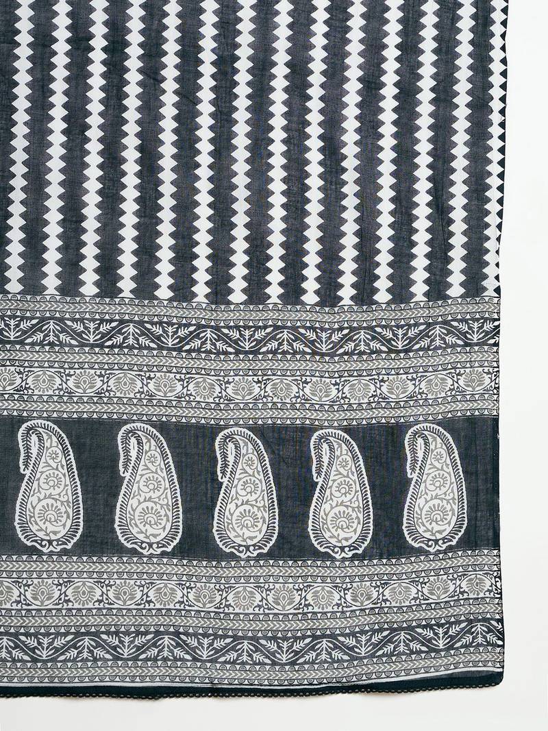 Women Ethnic Motifs Printed Thread Work Pure Cotton Kurta with Trousers & Dupatta