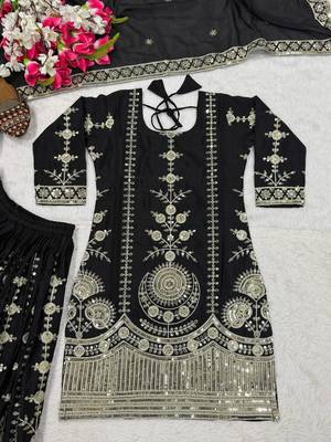 Black sequin And Embroidery Work Silk Blend Salwar Suit 4