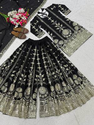 Black sequin And Embroidery Work Silk Blend Salwar Suit 5