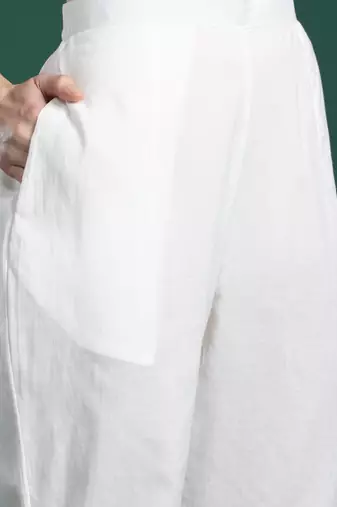 Floral Printed Sequinned Linen Kurta with Trousers & With Dupatta